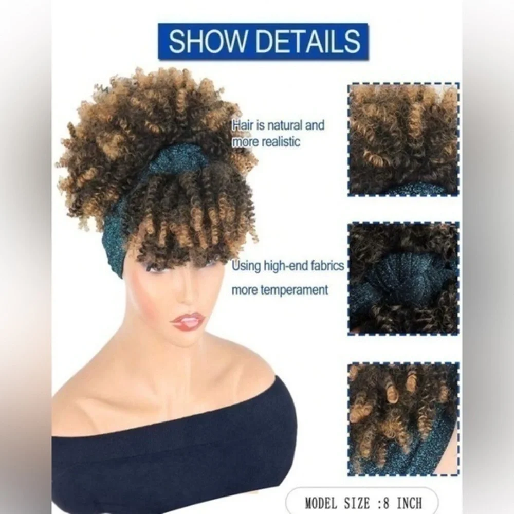 ✨NWT Headband Wig Synthetic Short Afro Kinky Curly